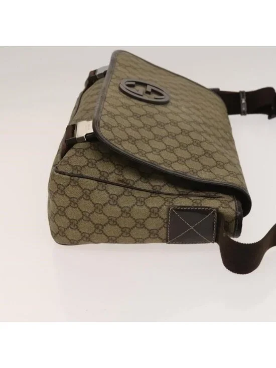 Authentic GUCCI GG Supreme Shoulder Bag PVC Beige Silver 223661 - Picture 10 of 16